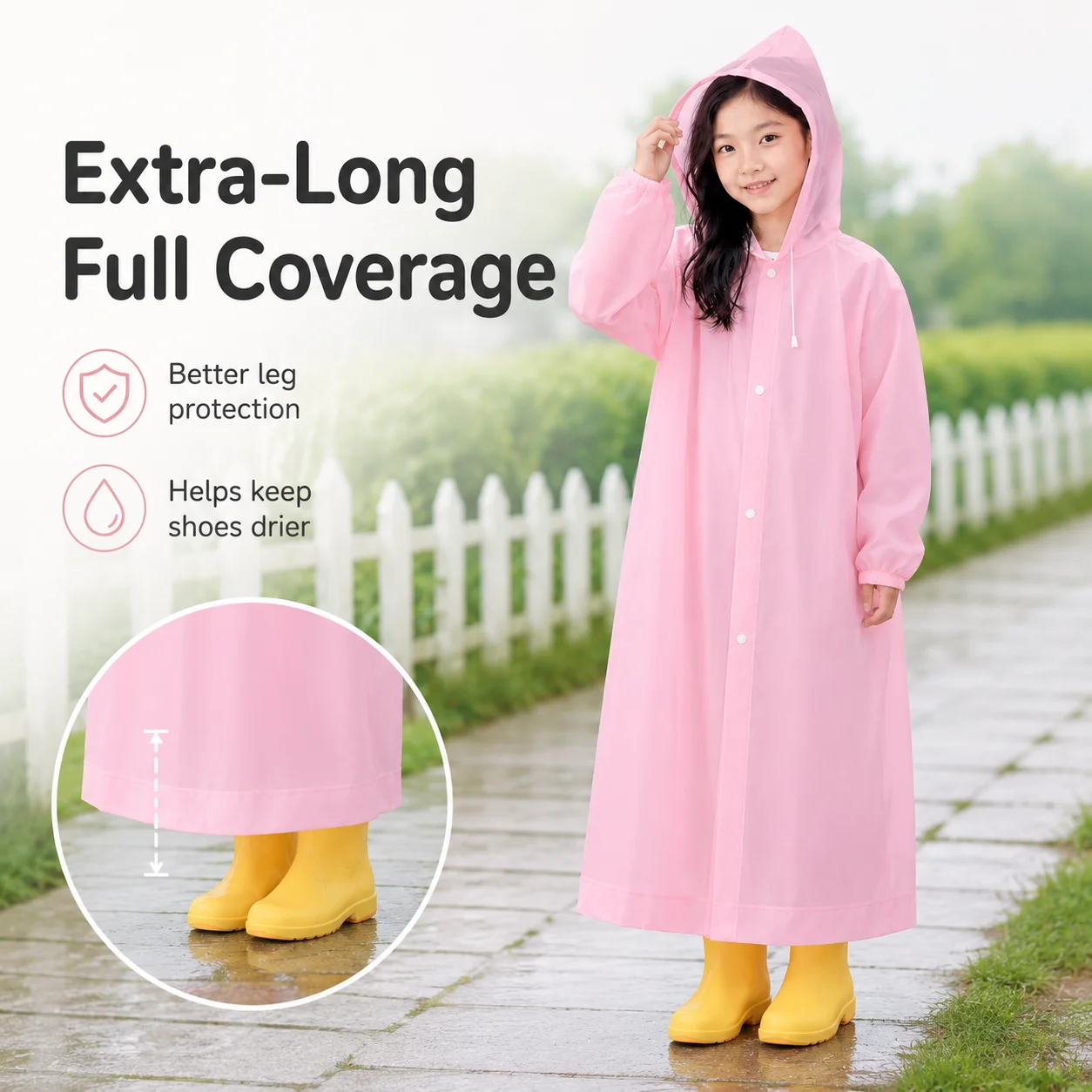 2-Pack Kids Hooded Raincoats Ages 3-6, Thick Waterproof Ponchos with Wide Brim & Backpack Space for Boys and Girls