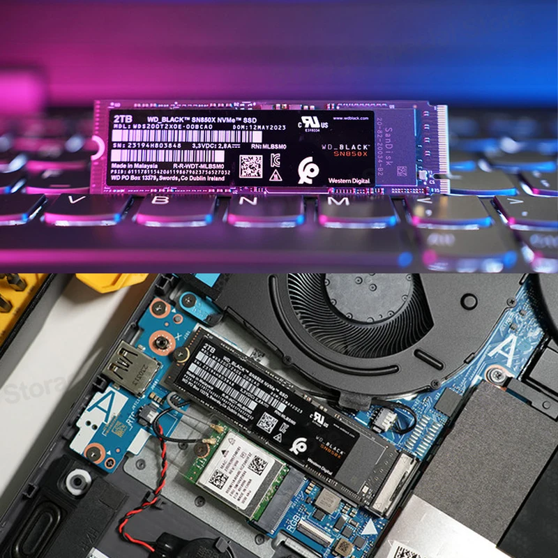 محرك الأقراص الصلبة الداخلي الأسود WD SN850X M.2 2280 NVMe SSD PCIe 4.0 محرك الألعاب يعمل للقرص الصلب PS5 100% أصلي بالجملة