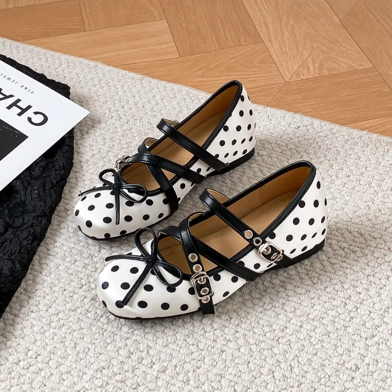 

Women's Shoes Temperament Square Head Small Leather Shoe Inner Height Increase Single Shoes French One-word Buckle Ballet Shoes