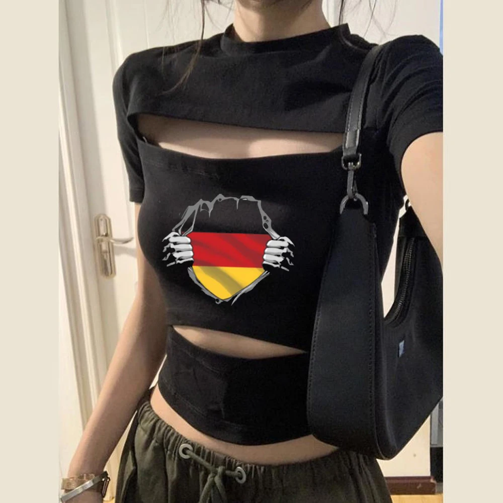 Germany crop top girl 2000s gyaru y2k shirt gothic korean fashion gyaru