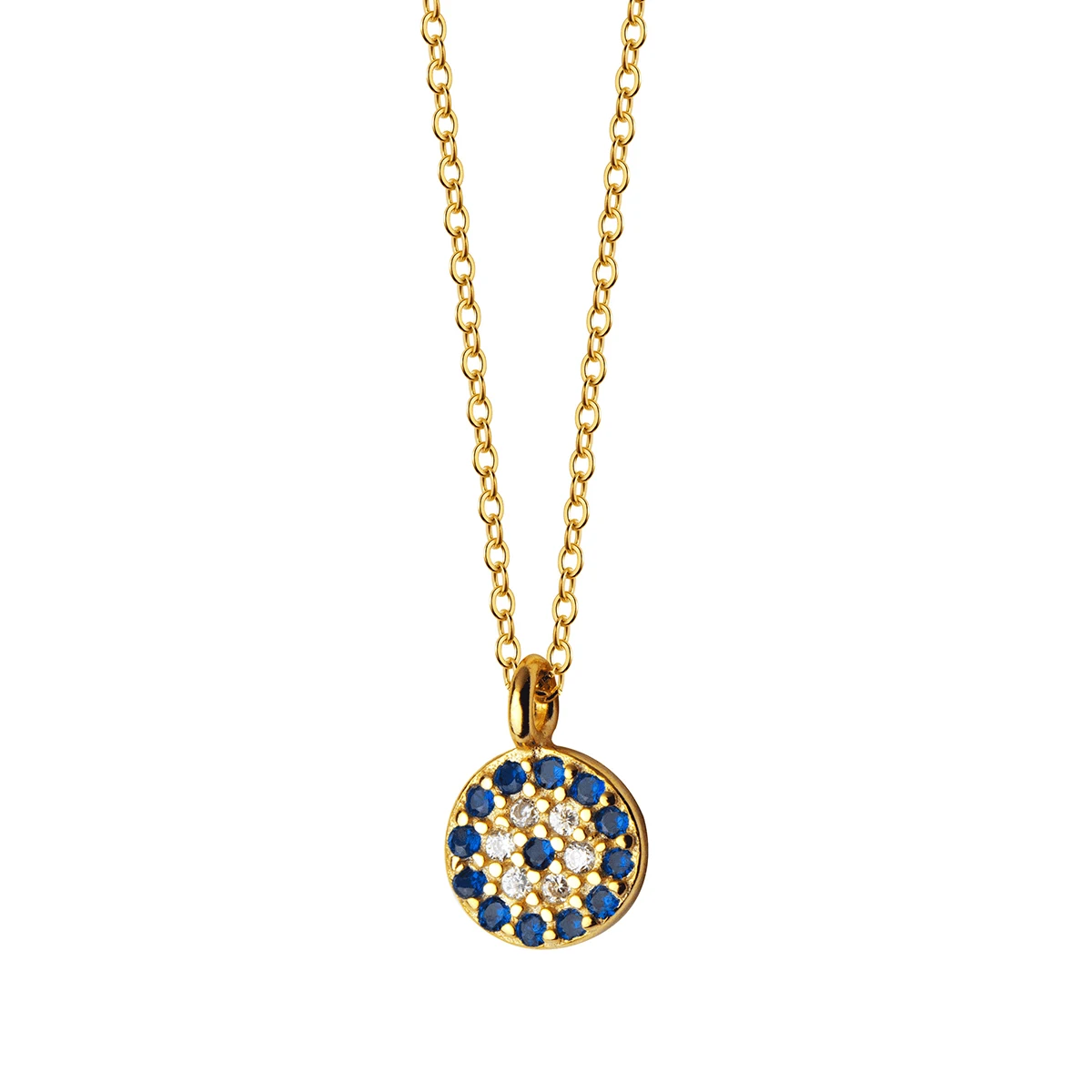 Modian Blue Crystal Eyes Pendants Classic Fashion 925 Sterling Silver Gold Color Necklace For Women S925 Silver Fine Jewelry