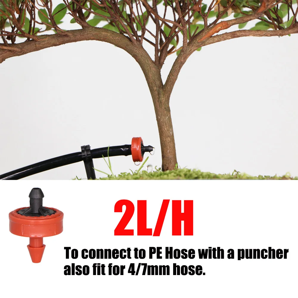 5-50m 2/4/8L Drip Emitter Garden Agriculture Irrigation Compensation Regulator System 1/4''Hose 4-Way Micro Watering Flow Flower