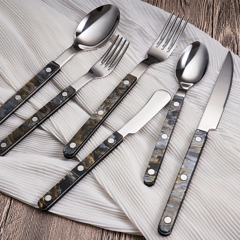 304 household high-end hotel steak knife, fork, spoon Western tableware stainless steel knife,fork,spoon cutlery 3/4/5 piece set