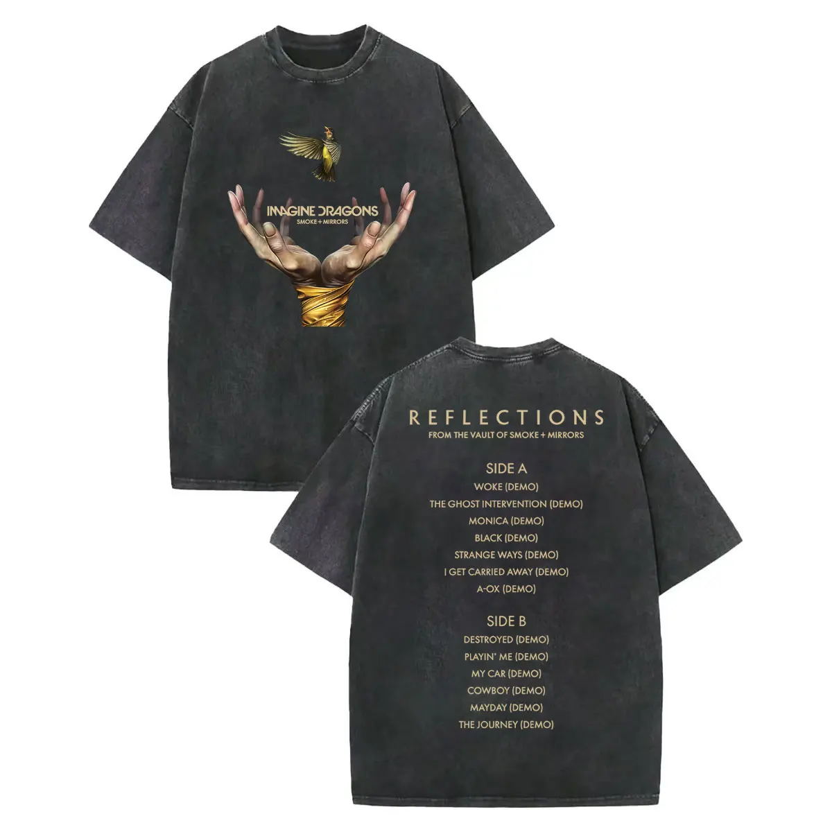 

Rock Band Imagine Dragons Reflections From The Vault of Smoke + Mirrors Merch T-shirt Men's Women Fashion Vintage Washed T Shirt