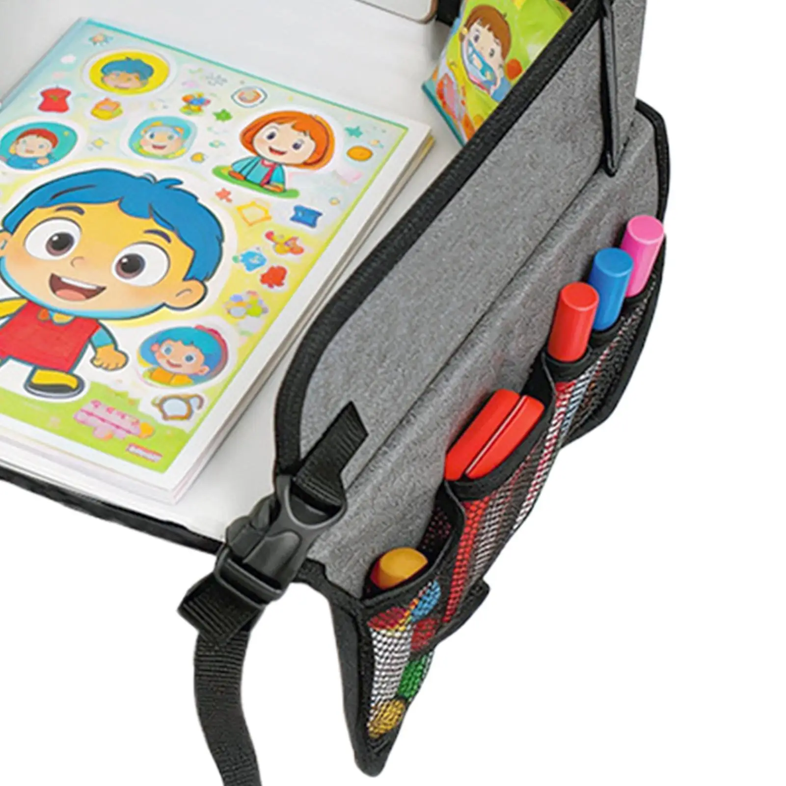Kids Travel Tray With Pocket Adjustable Strap Interactive Portable Table Kids Travel Car Lap Tray Must Have For Outdoor Road