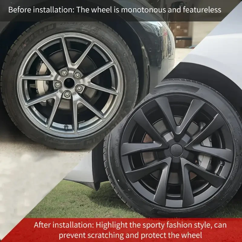 4 шт. крышка ступицы для Tesla Model 3, крышка колеса 18 дюймов Highland, автомобильные защитные пленки из АБС-пластика, аксессуары для защиты обода