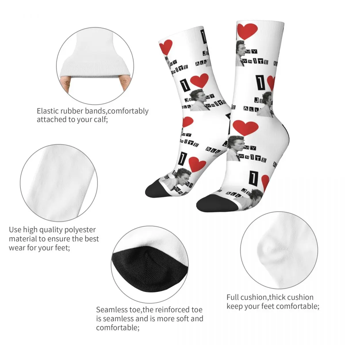 I Heart Jeremy Allen White Socks for Women Men Merch All Seasons Cute Long Socks Non-slip