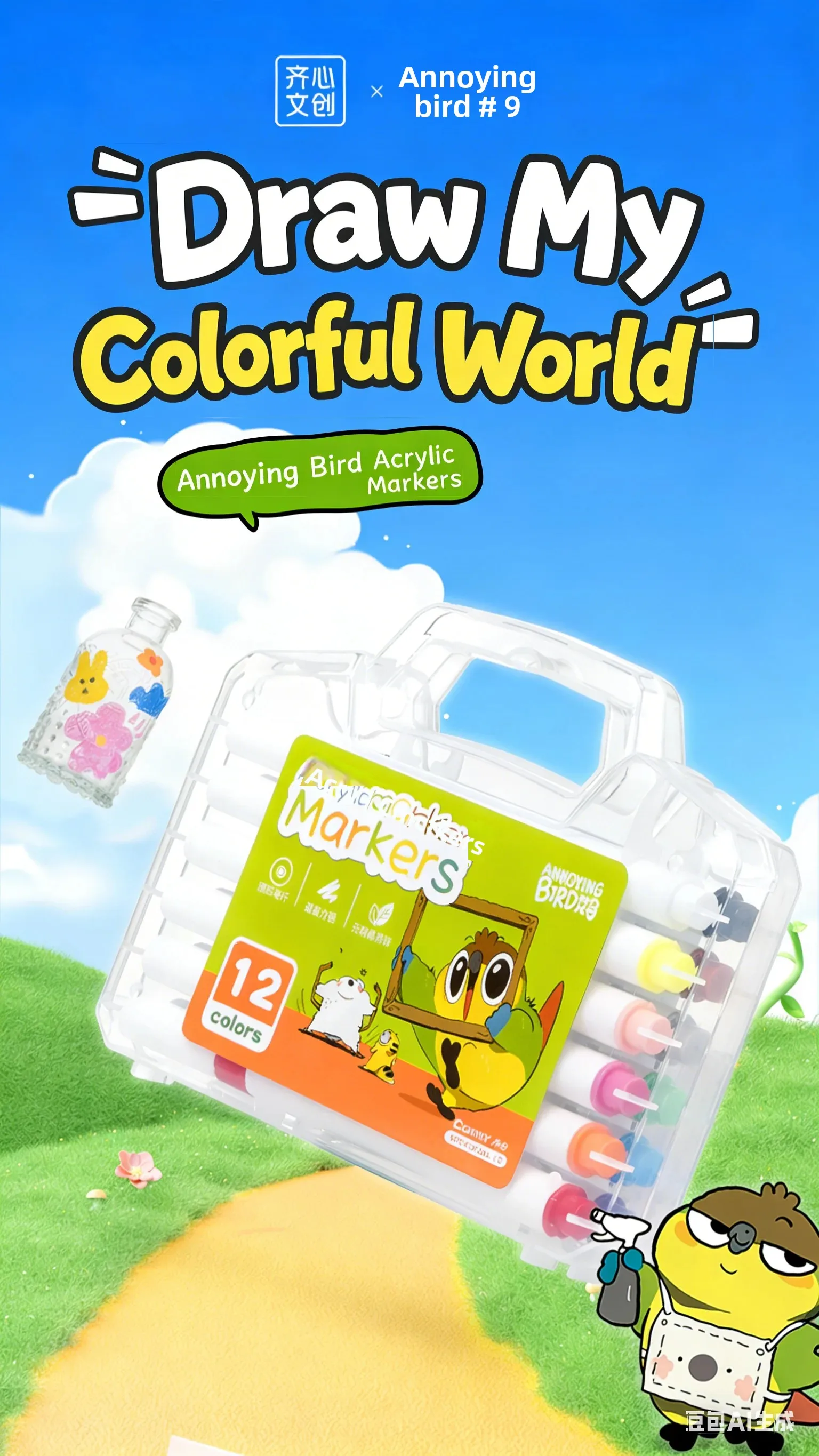 

Comix 48 Colours Acrylic Paint Markers Waterproof Art Pens for DIY Craft Drawing Painting School Office Supplies