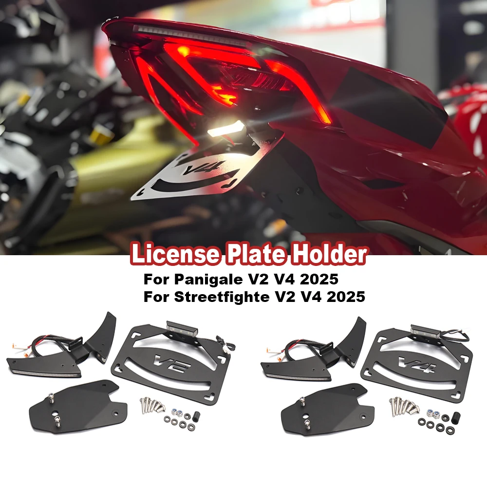 

For Ducati Panigale V4S V4 V2 Streetfighte V2 V4 2025 Motorcycle Mount License Plate Holder Fender Eliminator Tail Tidy