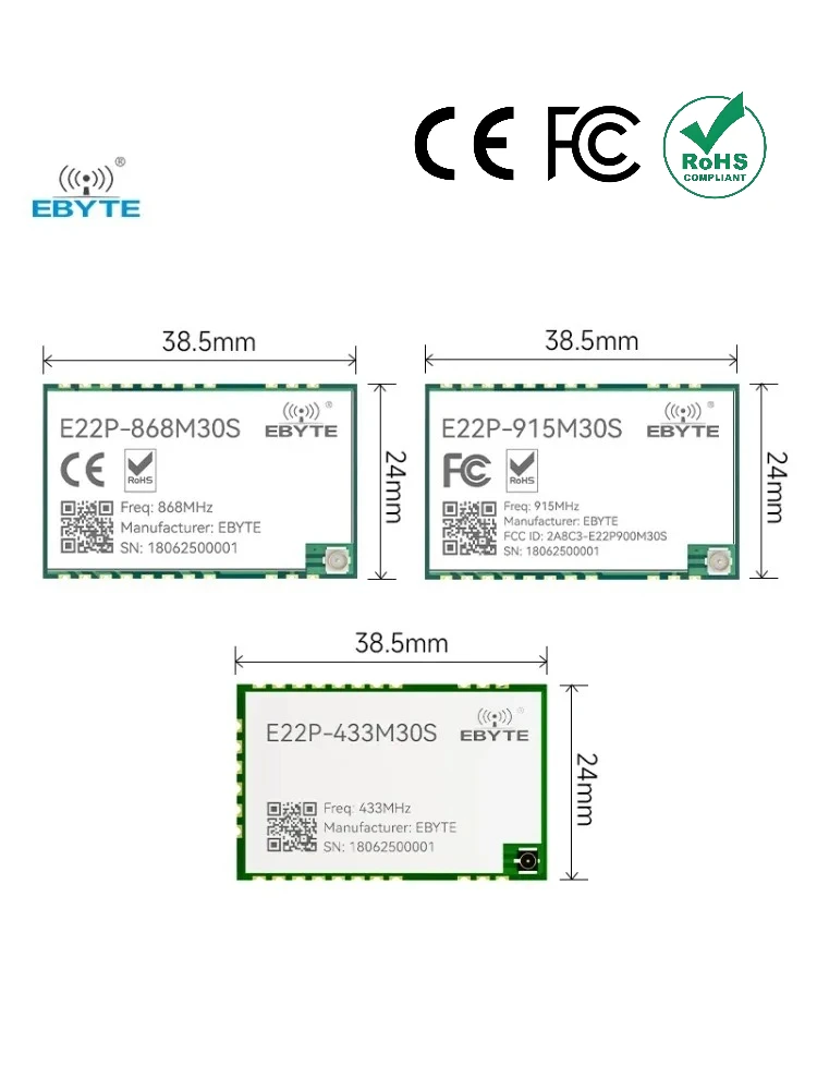 Moduł bezprzewodowy LoRa SX1262/SX1268 433/868/915MHz EBYTE E22P Seria LoRa Spread Spectrum ESD 30dBm SPI — zdjęcie produktu 7