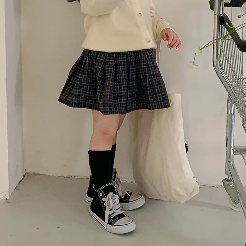 Girls Skirt 2026 Spring and Autumn New Childrens Clothing Korean Style Baby Girl College Style Child Foreign Style Pleated Skirt