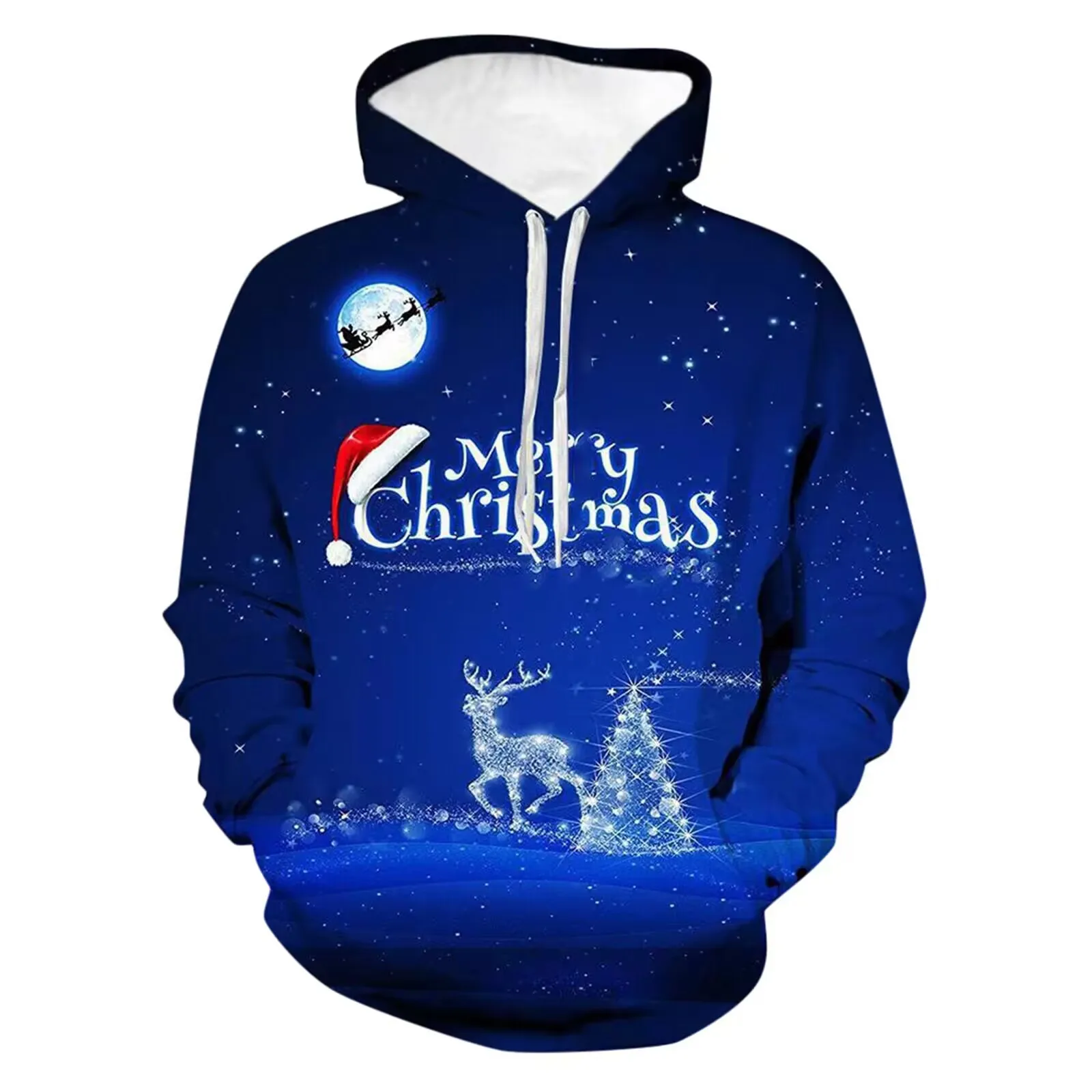 

christmas mens and womens clothing basic hoodie 3D digital printing santa claus christmas tree graphic casual hoodies for men