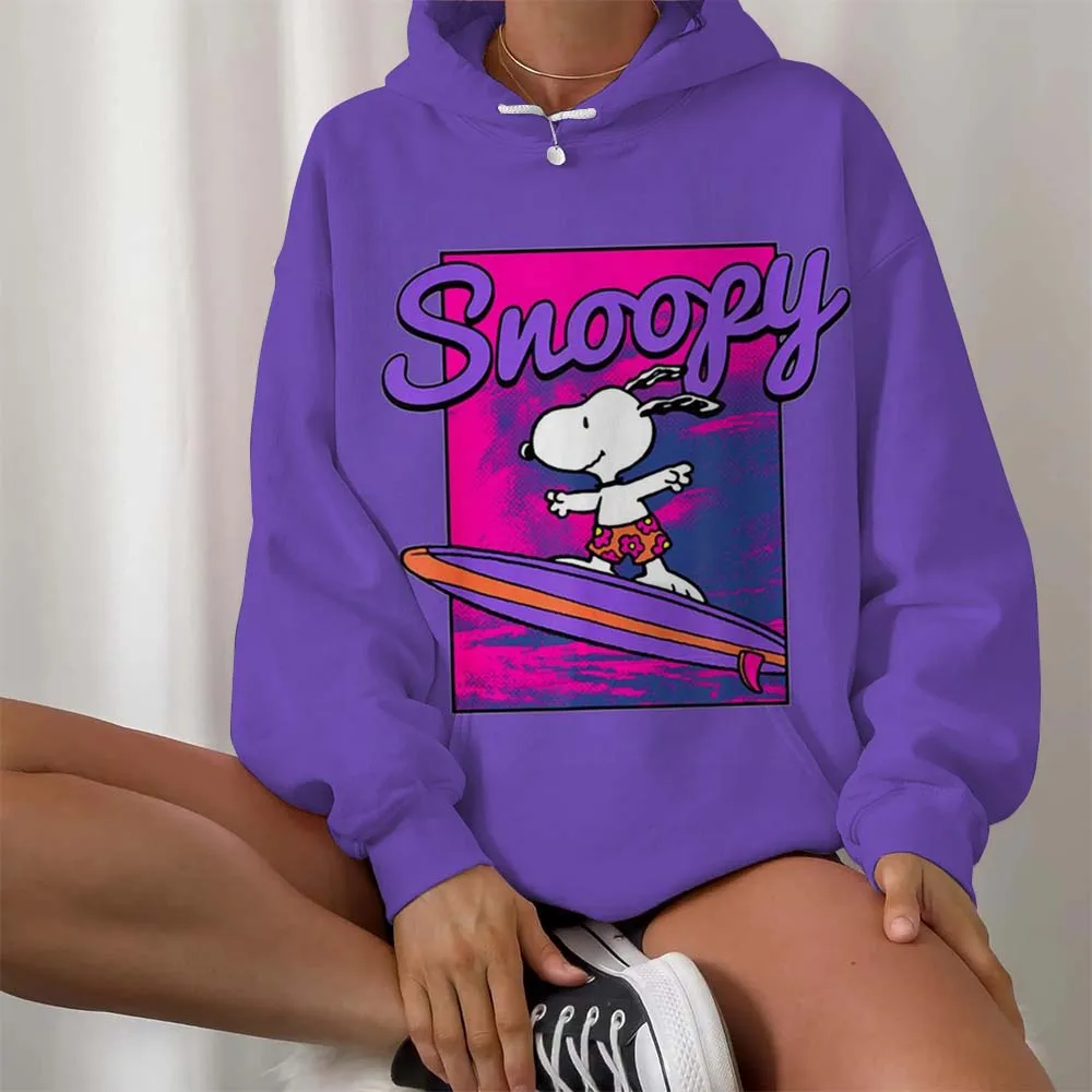 سنوبي كارتون أنيمي المرأة هوديي الربيع والخريف طبعة المرأة جولة الرقبة هوديي جديد عارضة زوجين ملابس رياضية أعلى