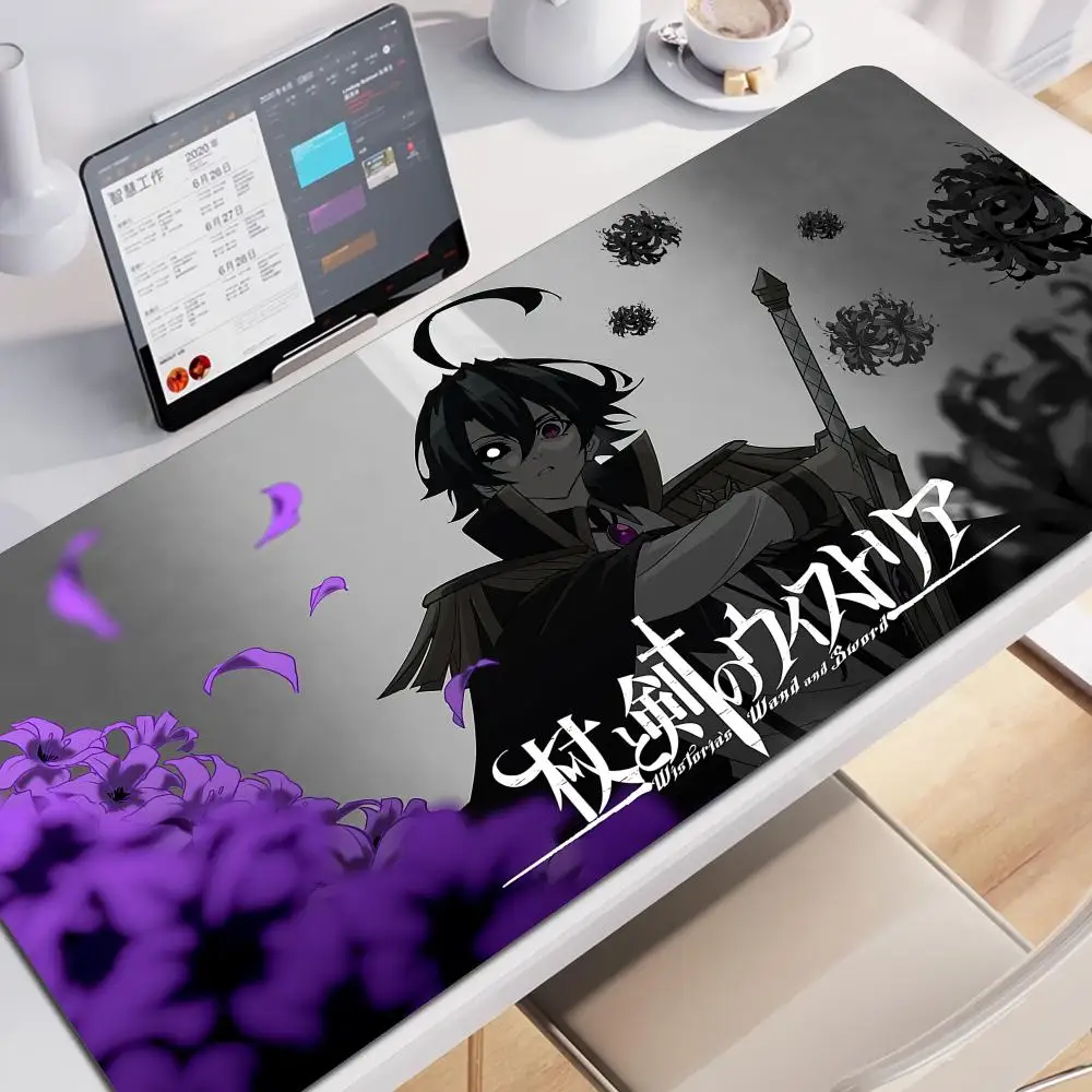 Alfombrilla de ratón con diseño de varita y espada de Anime Wistoria, antideslizante, adecuada para ordenadores de oficina, portátiles, juegos electrónicos, alfombrillas de escritorio, teclado XXL, 1 ud.