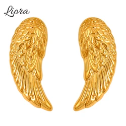 Liora Creative Angel Wings Dangle Earrings For Women 316L Stainless Steel Statement Stud Earring Waterproof Fashion Jewelry