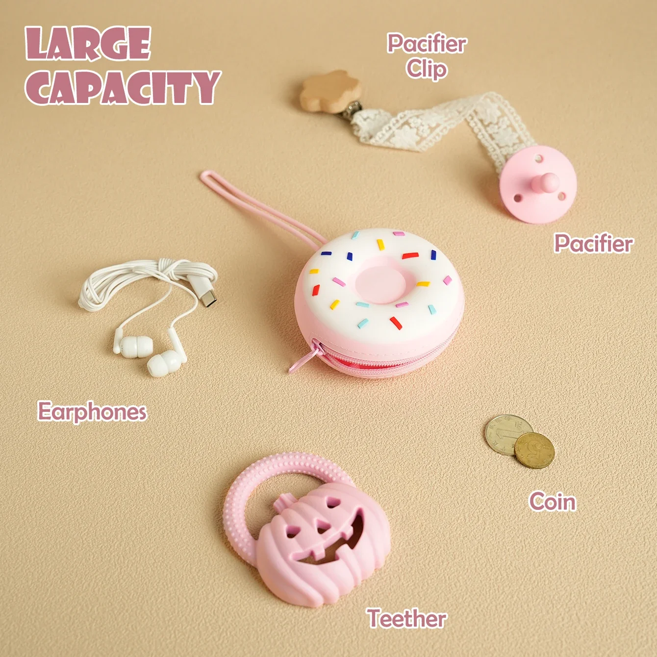 1 قطعة الطفل لهاية سيليكون حقيبة للتخزين جديد دونات شكل مصاصة حامل المحمولة هوة غطاء كيس مزموم الحلمة اكسسوارات