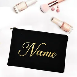 Nome personalizado Saco De Maquiagem Personalizada, Minimalista Creative Canvas Bag, Wedding Party Gift, Bridesmaid Handheld Wallet