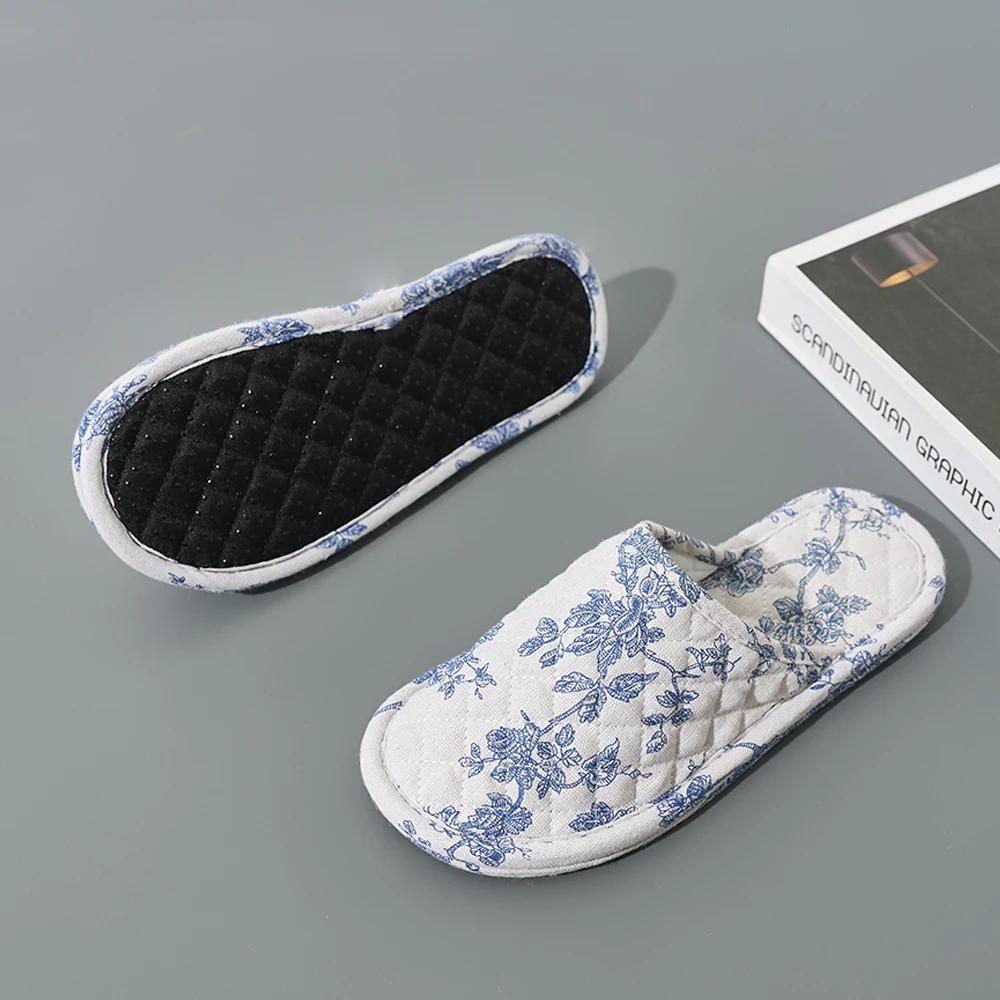 المنزل شبشب منزل لينة أسفل المضادة للانزلاق النساء النعال أزياء القطن الأزهار الطابق أحذية دافئة خفيفة الوزن غرفة نوم النعال