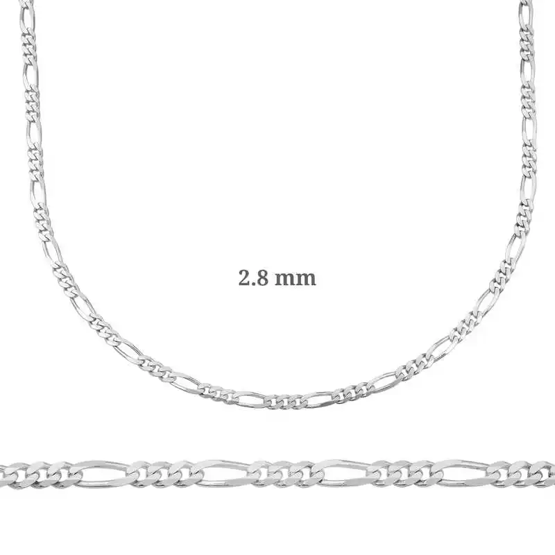 2.8mm Silver Figaro Chain-0.80 micron