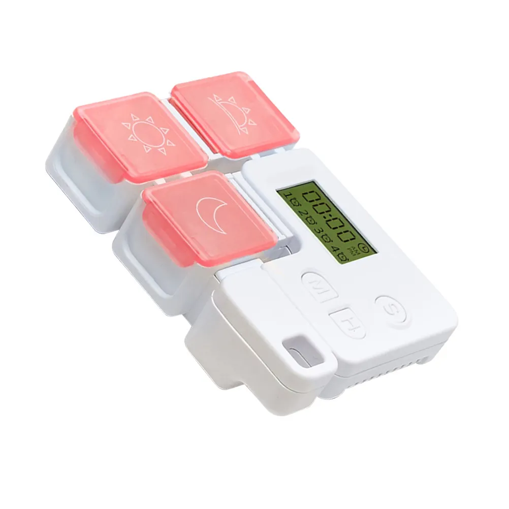 1Pcs Portable Smart Medicine Case Pill Box 3 Compartments Timing Reminder Organizer Storage Red Convenient Containers