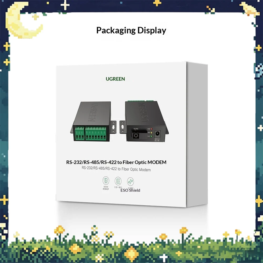 UGREEN 80736 CM365 RS232 RS422 RS485 Serial to Fiber Optic Converter Transceiver Modem Extender Industrial Adapter