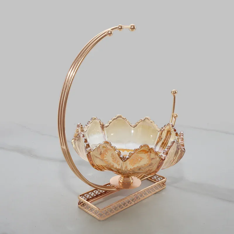 

Nordic ins glass fruit bowl ornaments luxury wind tray living room home coffee table snacks candy tray