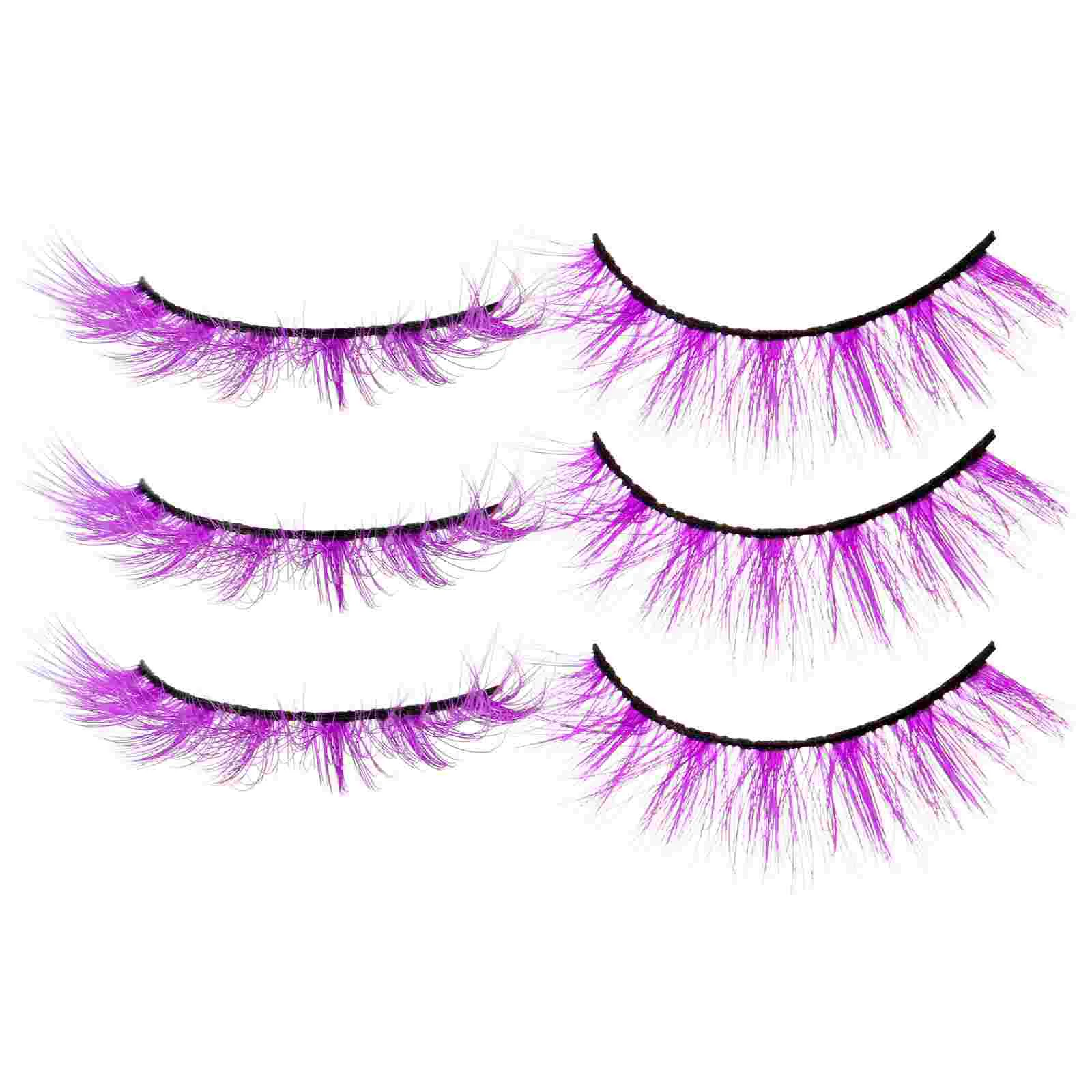 3 Pairs Makeup Accessories Eyelash Dense Eyelashes Multi-Color 3D Fake False