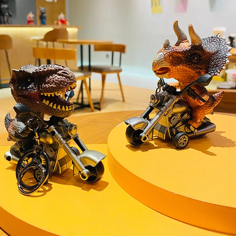 

Cartoon Inertia Dinosaur Motorbike Toy Keychain Charm Creative Cute Dinosaur Car Keychain Backpack Charm Kids Pull Back Car Toys