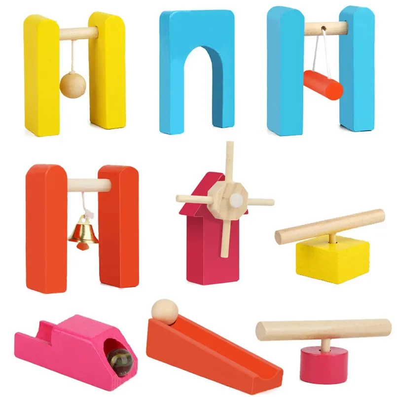 Accessori per istituti di Domino in legno blocchi di organi giocattoli arcobaleno Montessori educativi Domino Building Blocks giocattolo per bambini