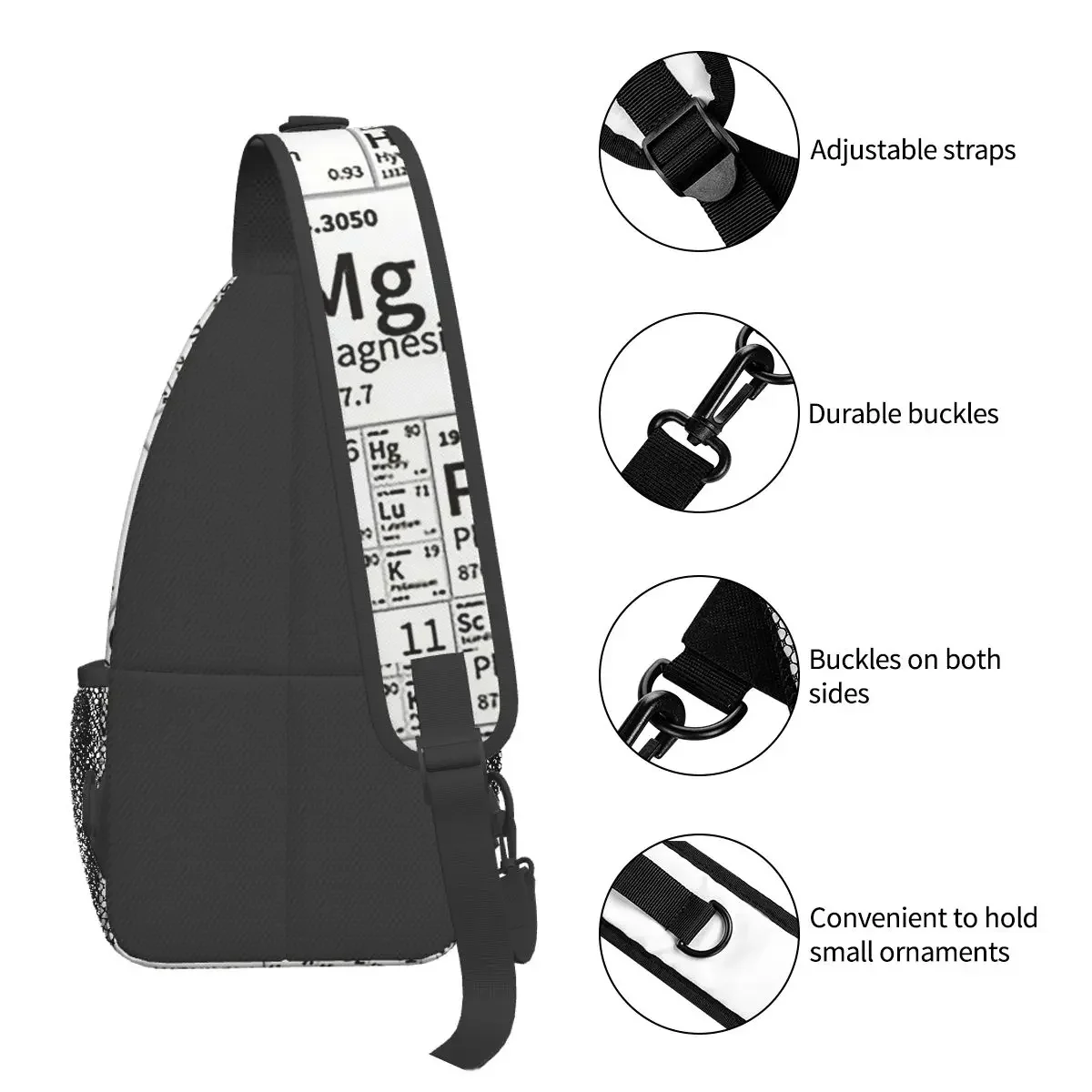 Periodensystem der Elemente Umhängetaschen Kleine Brusttasche Wissenschaft Chemie Schulterrucksack Tagesrucksack Reisen Wandern Camping