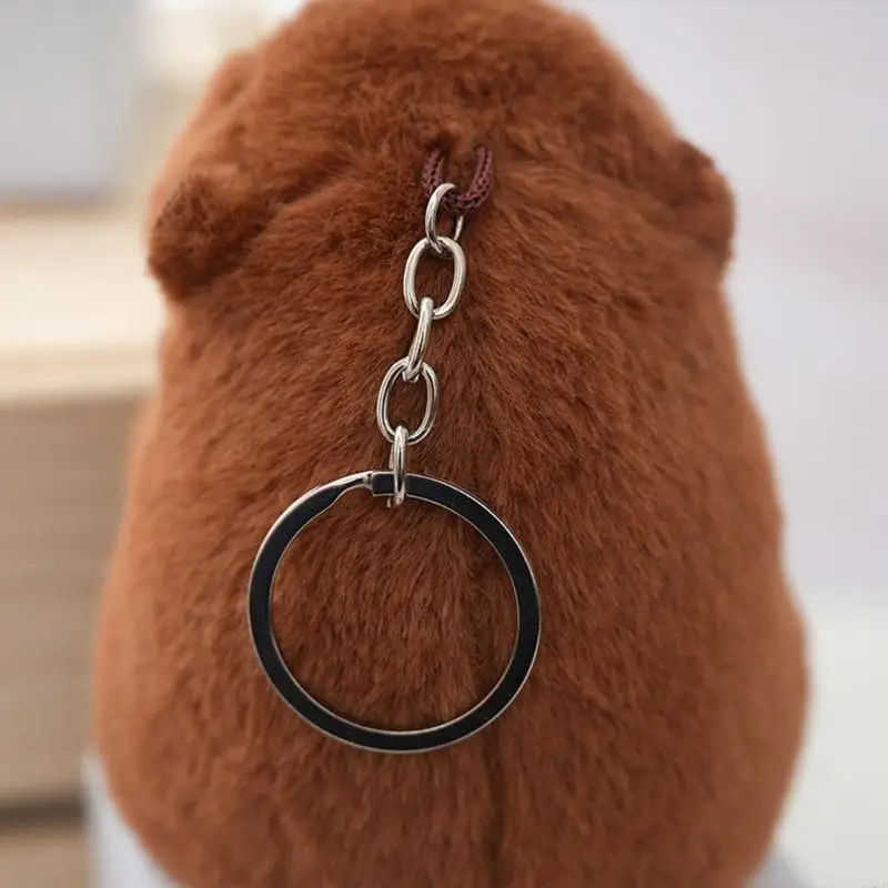 DXAD Cartoon Plush Capybara Keyring Lovely Animal Keychain Pendant Children Backpack Ornament Key Holder Pendant