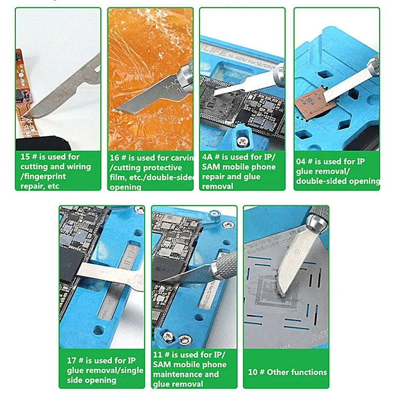 RELIFE RL-101B 8 en 1 Couteau Ensemble pour Téléphone Portable Maintenance De Haute Qualité Et De Précision Carte Mère Colle Enlèvement Cutter Outil