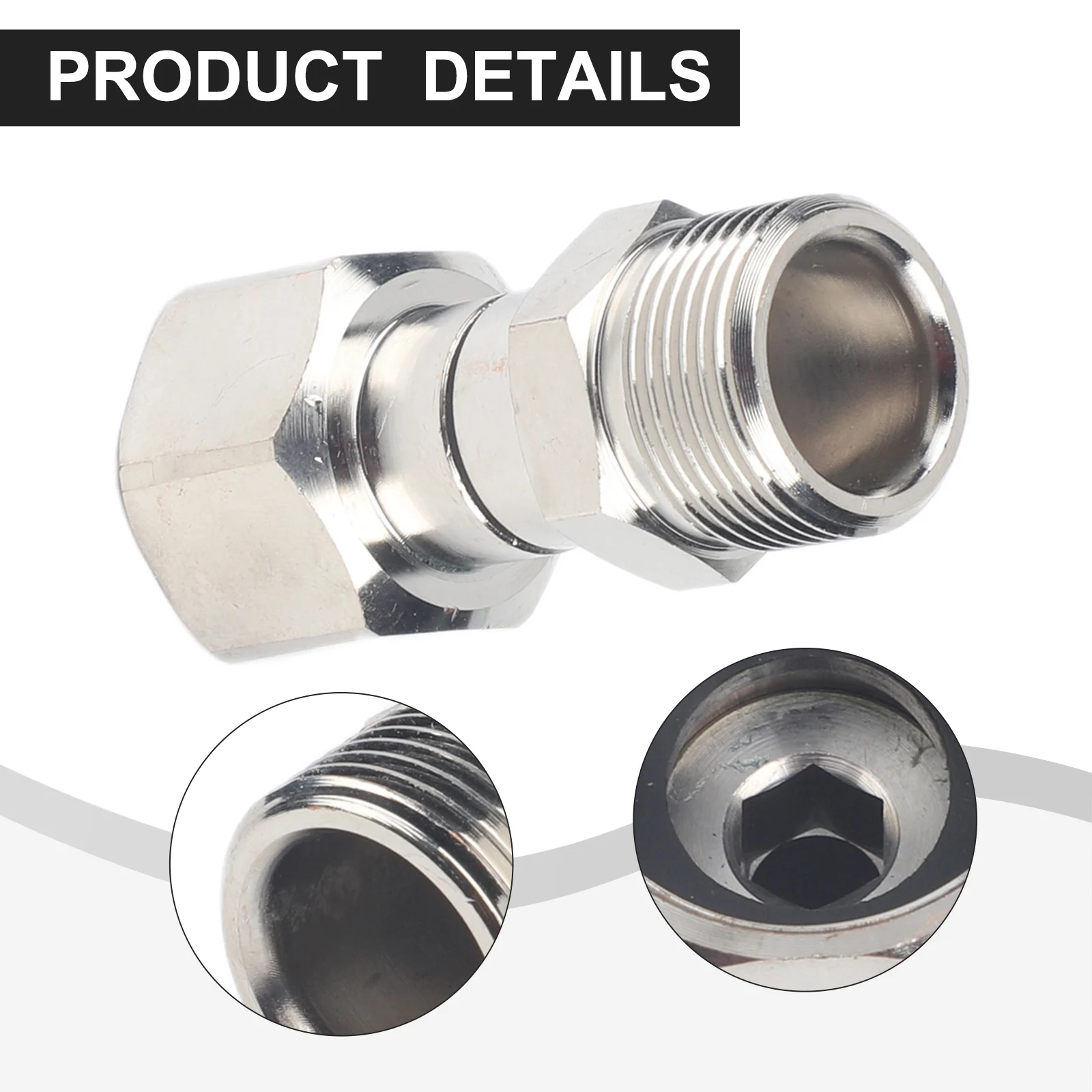 Silver Swivel Joint For M22 15mm Thread High Pressure Washer Connector Stainless Steel Hose Adapter Rotary Car Wash Accessories