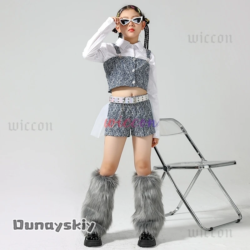 Танцевальная одежда в стиле хип-хоп для девочек, одежда для концертных выступлений, костюм Kpop для джазовых танцев, топы, шорты, детская дневная одежда