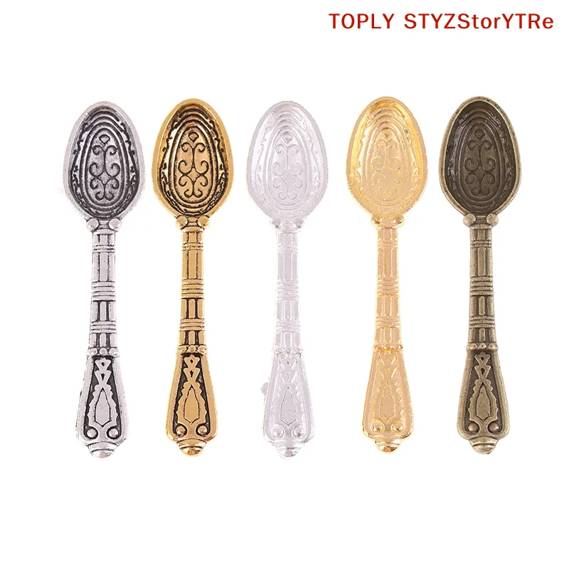 Mini cuillères Vintage pour maison de poupée 1:12, 10 pièces/ensemble, vaisselle, mini cuillère pour cuisine de poupée, décoration de maison de poupée, jouet pour enfants