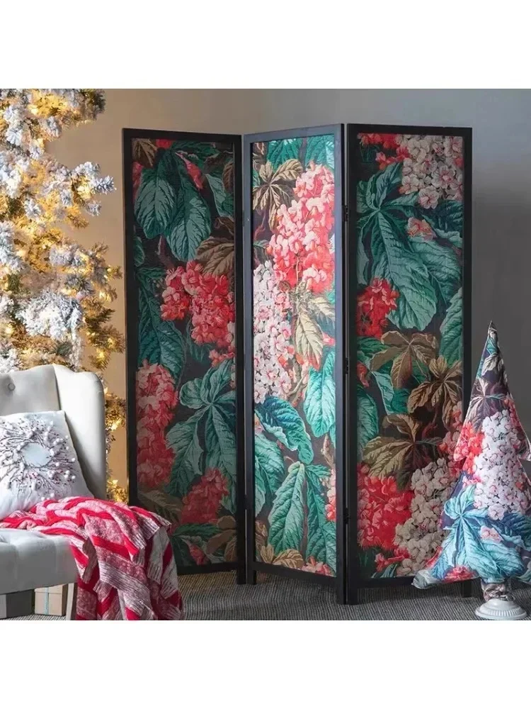 Painted Pattern Bohemian Style Folding Screen Living Room Entrance Partition Background Wall Floor Ornaments home decor