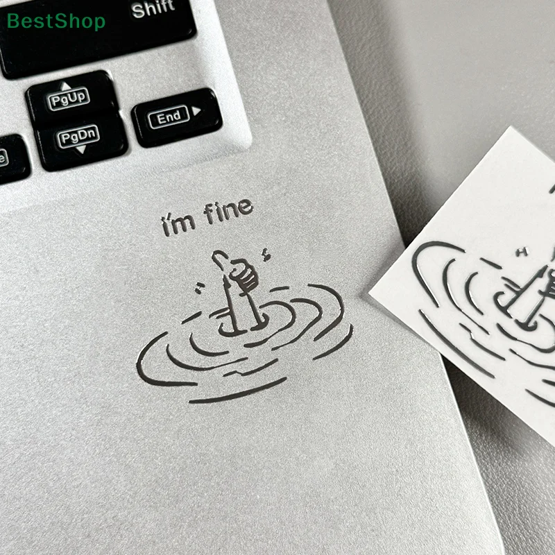 I'M Fine Funny Sarcastic Metal Stickers Laptop Stickers Humorous "I'M Fine" Design Disposable Easy-To-Tear Accessories
