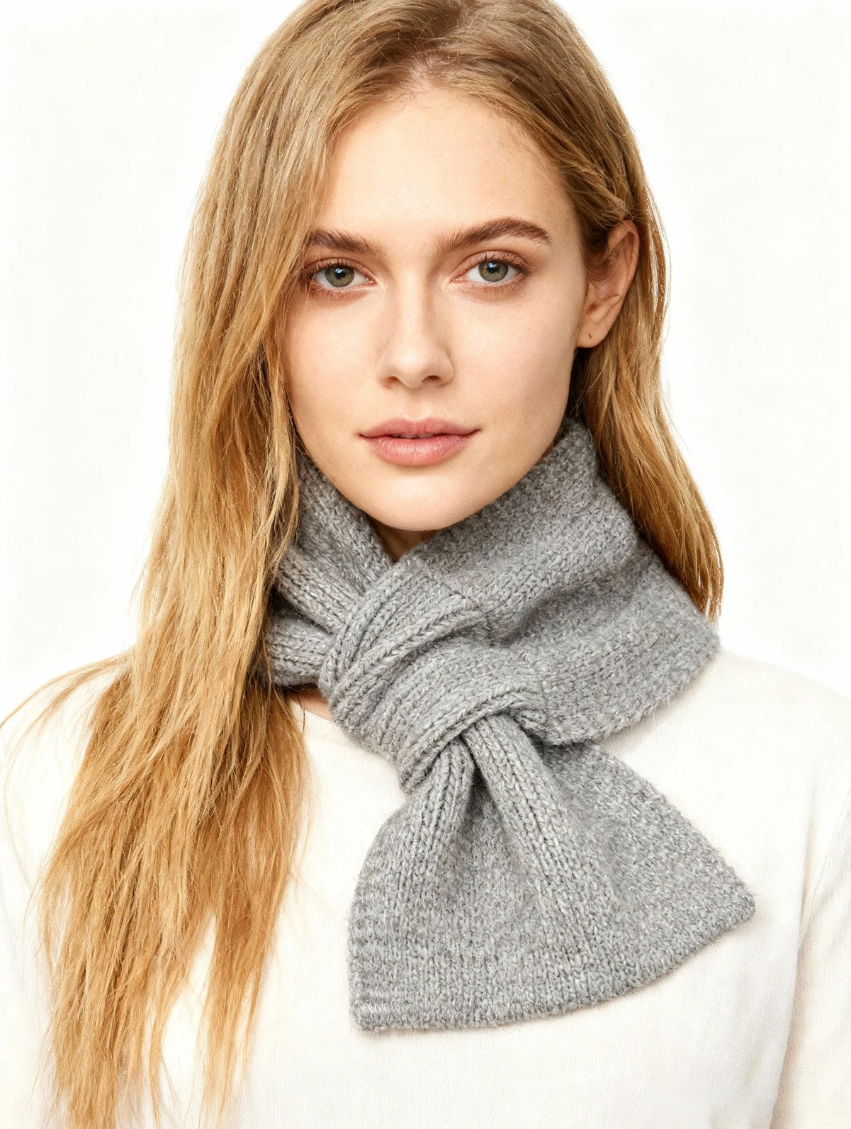 Winter Knit Loop Neck Warmer Cross Scarf Rib Knit Keyhole Pull-Through Scarves Soft Neck Warmer Collar Scarf Neckerchief Unisex