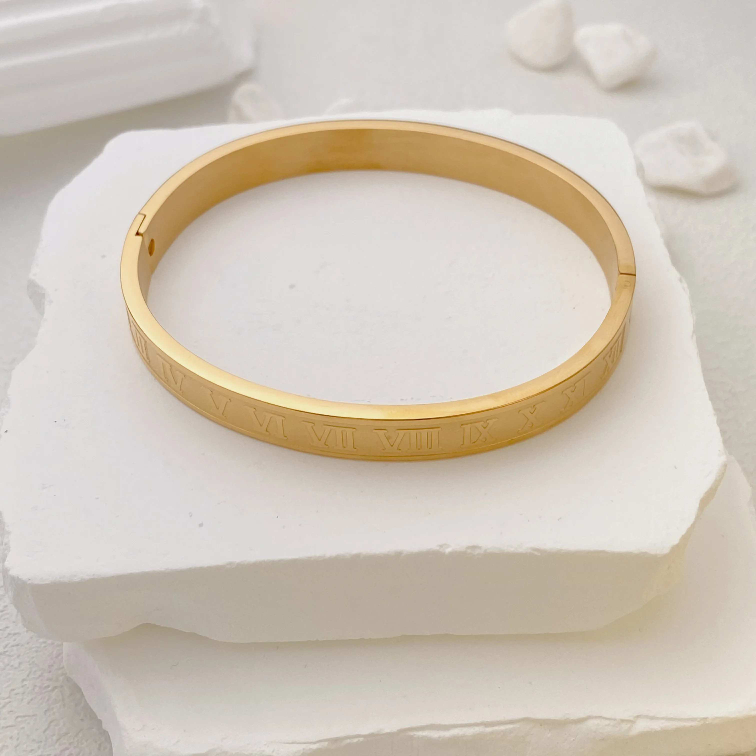 316L Stainless Steel Rome Hip-hop Punk Bangle Bracelet For Women Lover Wedding Jewelry Gift