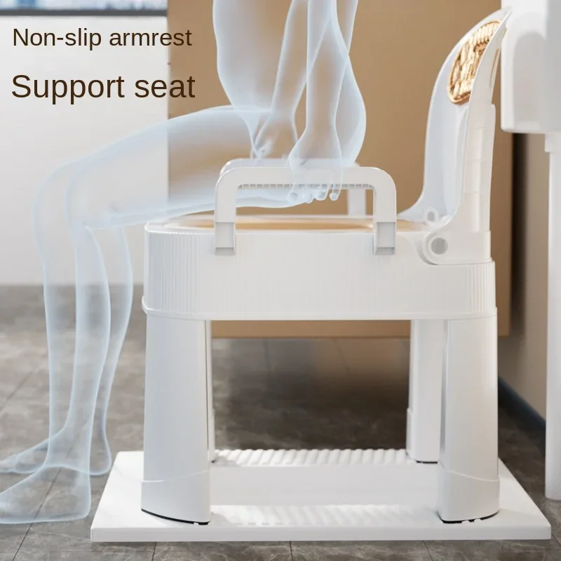 Adjustable Height Potty Chair NonSlip AntiRollover Pregnant Women\'s Commode Leather Backrest Portable Toilet Seat