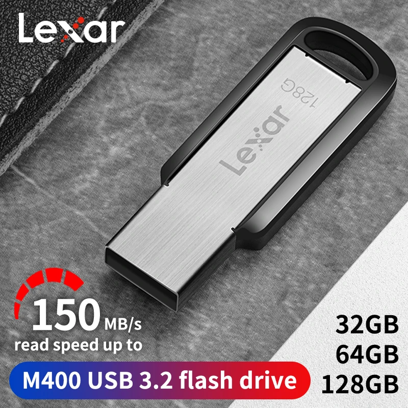 Unidad Flash USB 3.2 Lexar M400 de 32 GB, 64 GB, 128 GB, 256 GB, Unidad de Memoria USB Metálica Encriptada de Alta Velocidad para Computadora Portátil y PC