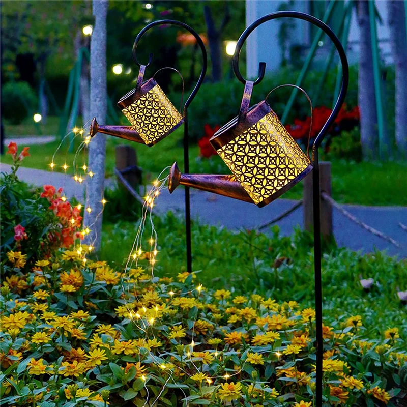 Outdoor Solar LED Watering Can Light,Garden Lights with Hook for Outdoor Yard Balcony Garden Decoration,Always Bright