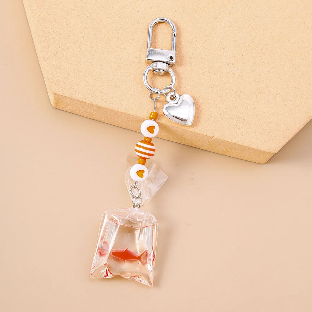 Aihua Kreative Harz-Wasserbeutel-Goldfisch-Schlüsselanhänger für Damen, Handtaschenanhänger, Schlüsselring, DIY, niedlicher Handyriemen, Schmuckgeschenke – Detail 5