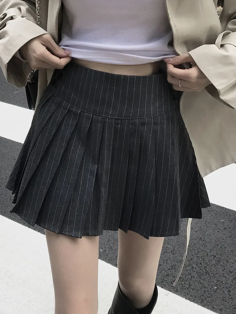 Chic High Waist Plaid Pleated  Skirt for Women Sli Faionable Autumn New Arrival Slimming Versatile f-length Skirt