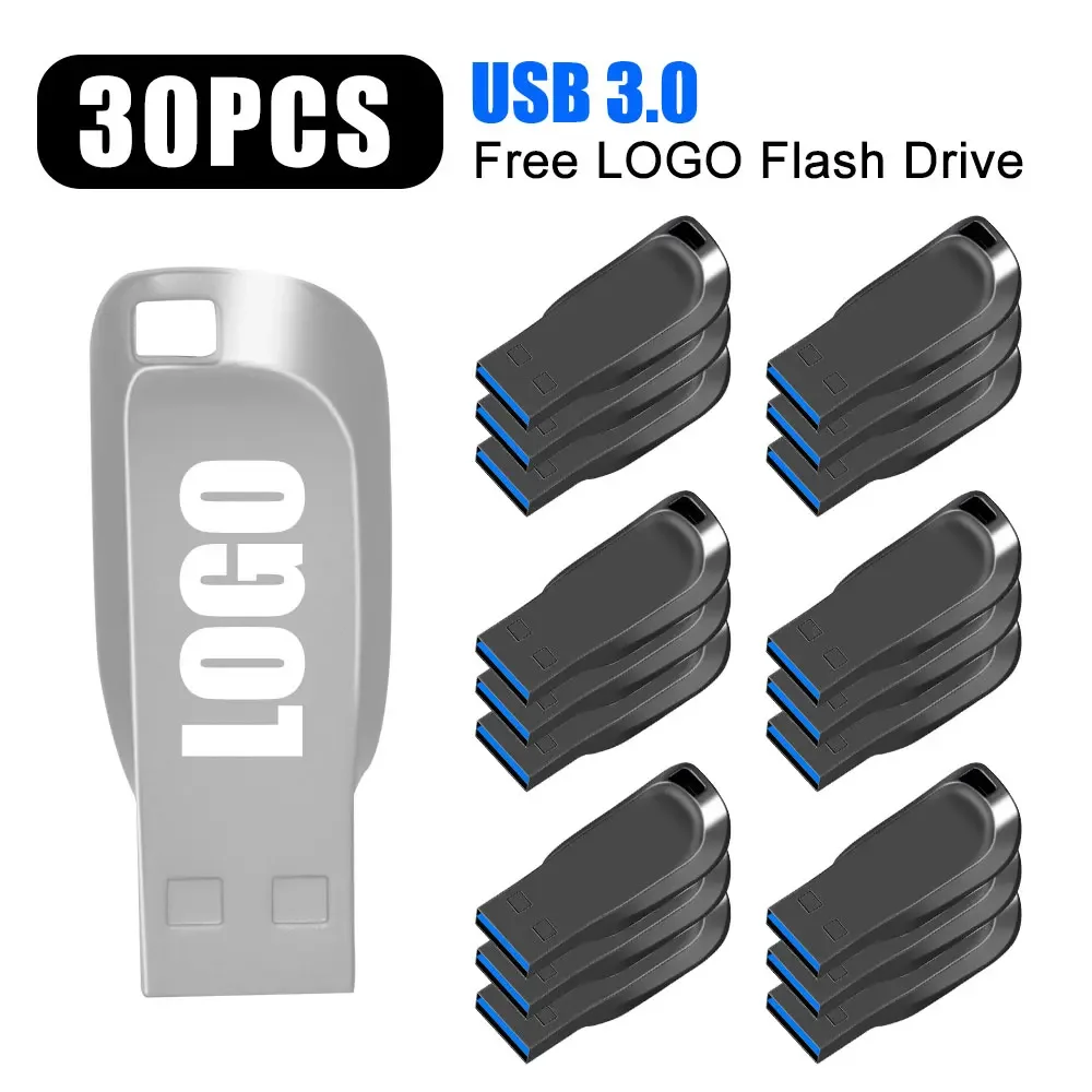 30pcs/lot Pen drive free logo 3.0 USB Flash Drive 8GB32GB64GB16GB Memory Stick U Disk Read speed Pendrive cle usb Creative Gift