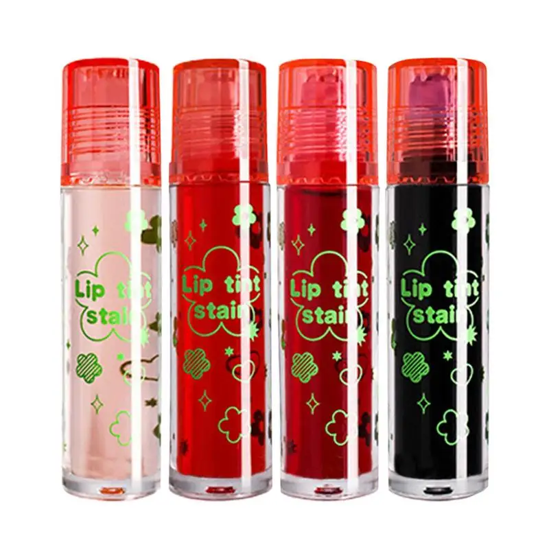 4 Stks/set Roll-On Lippenbalsem Plumping Lip Olie Spiegel Vloeibare Lippenstift Hydraterende Lipgloss Hydraterende Lip Plumper Gloss Lipolie