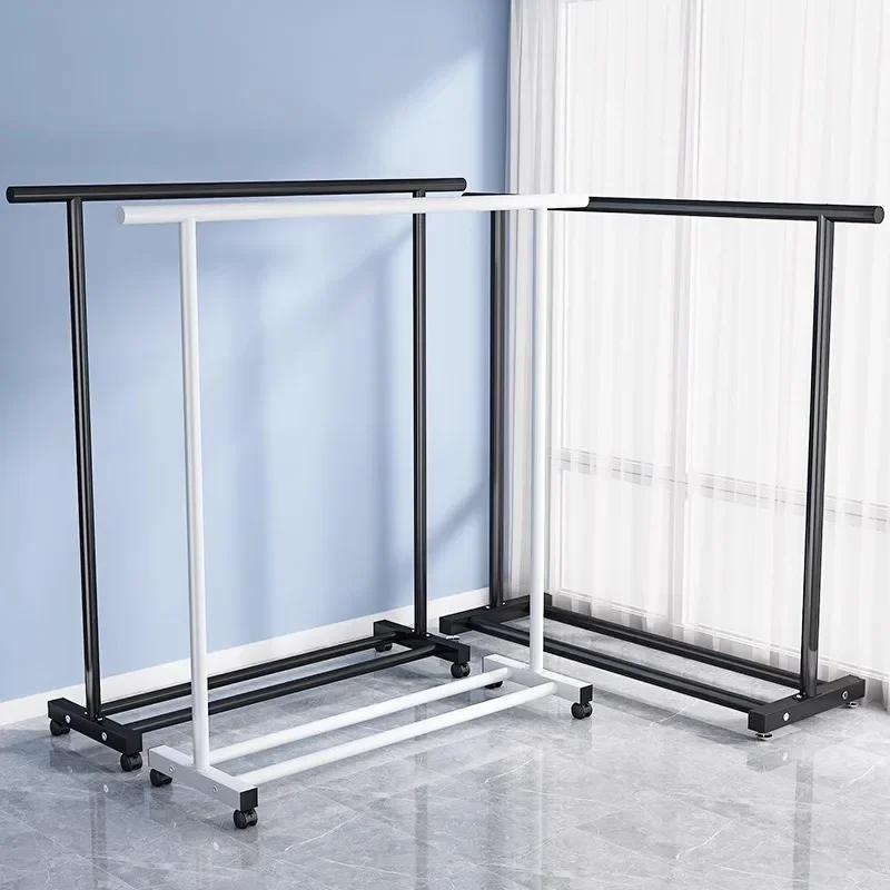 Hanger Floor-to-ceiling household balcony Indoor simple cooling rod Mobile hanging hanger Student dormitory drying clothes rack