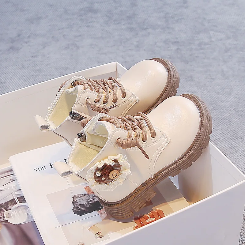 Children's Fashion Boots Autumn Winter New Little Gir Embroidered Princess Boots Baby Flats Footwear