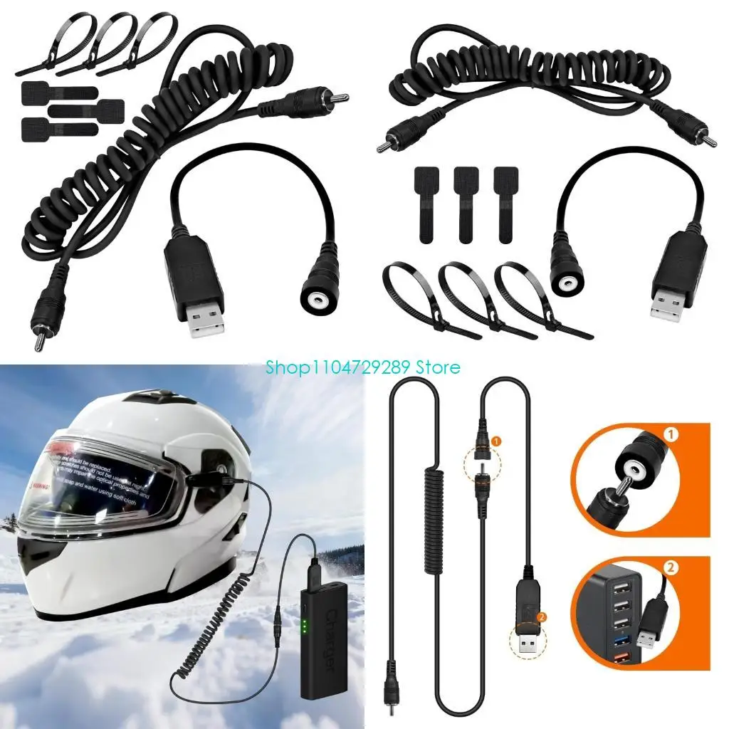 D8KE Universal Heated Cable with Plug Plastic Suitable for Most Helmets