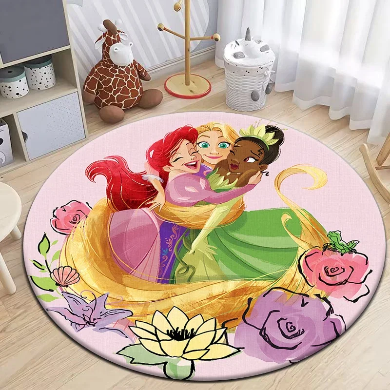 Little Mermaid Ariel Round Carpet for Living Room Rugs Camping Picnic Mats Flannel Anti-Slip Rug Yoga Mat Gifts area rug